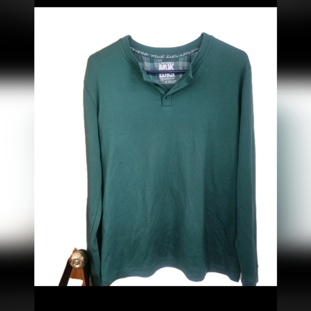 Muk Luks Men's Green Long Sleeve Shirt